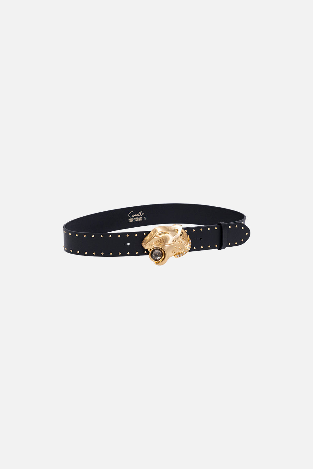 LEOPARD HEAD BUCKLE BELT SOLID BLACK