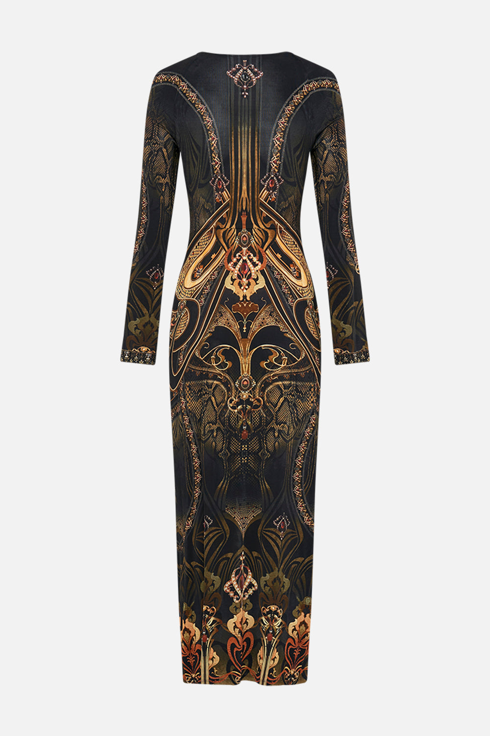 CAMILLA cut out jersey dress in Nouveau Noir print