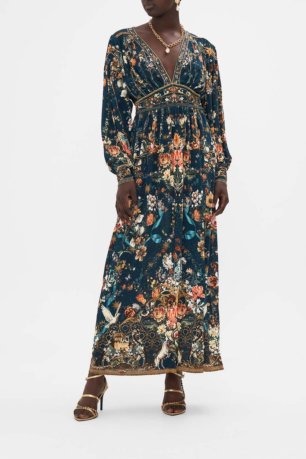 Camilla jersey dress in She Who Wears The Crown print