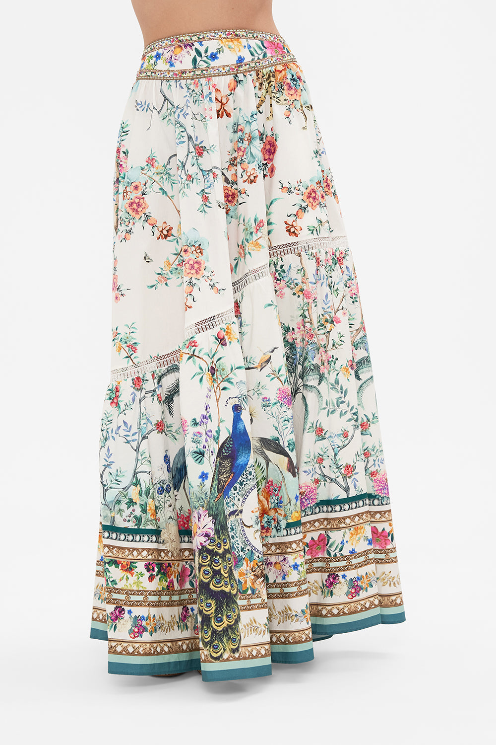 CAMILLA maxi skirt in Plumes and Parterres print