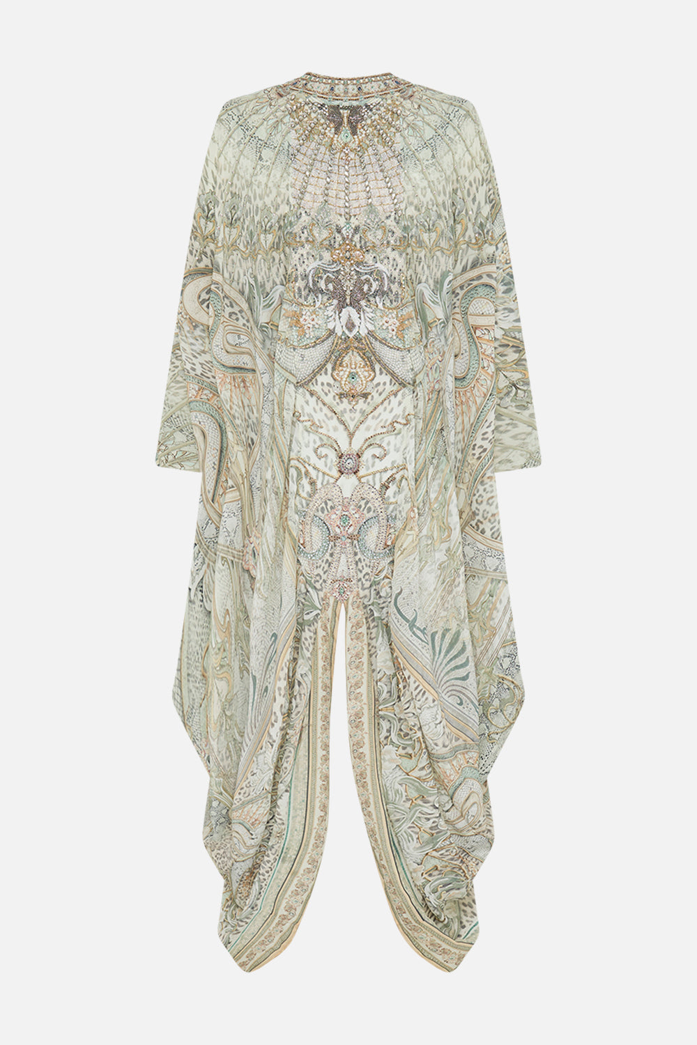 CAMILLA silk layer in Ivory Tower Tales print