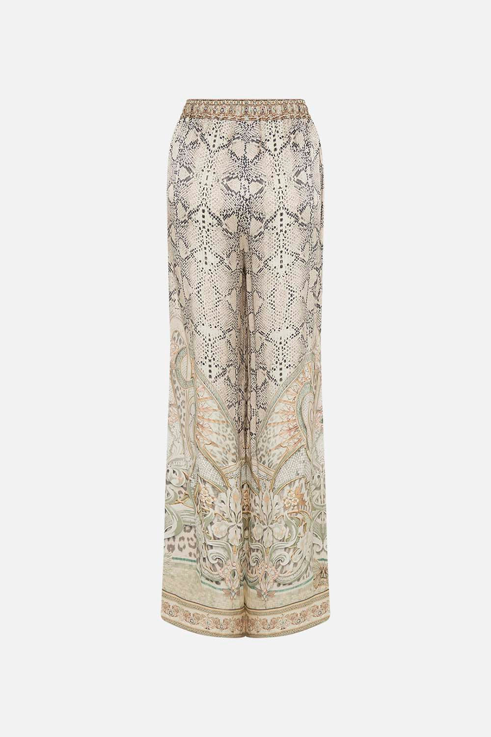 CAMILLA silk pants in Ivory Tower Tales print