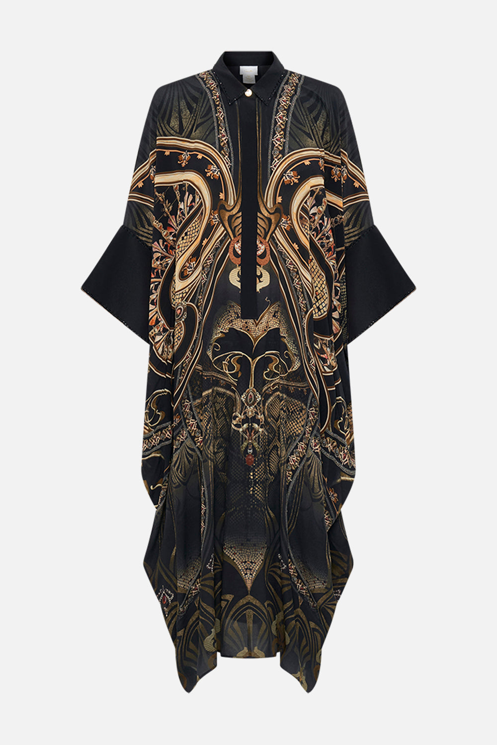 CAMILLA batwing kaftan in Nouveau Noir print