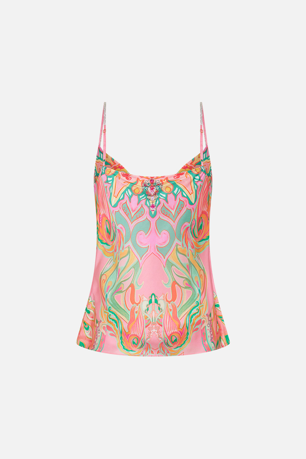 CAMILLA silk bias cut cami in Tea With Tuchinski print