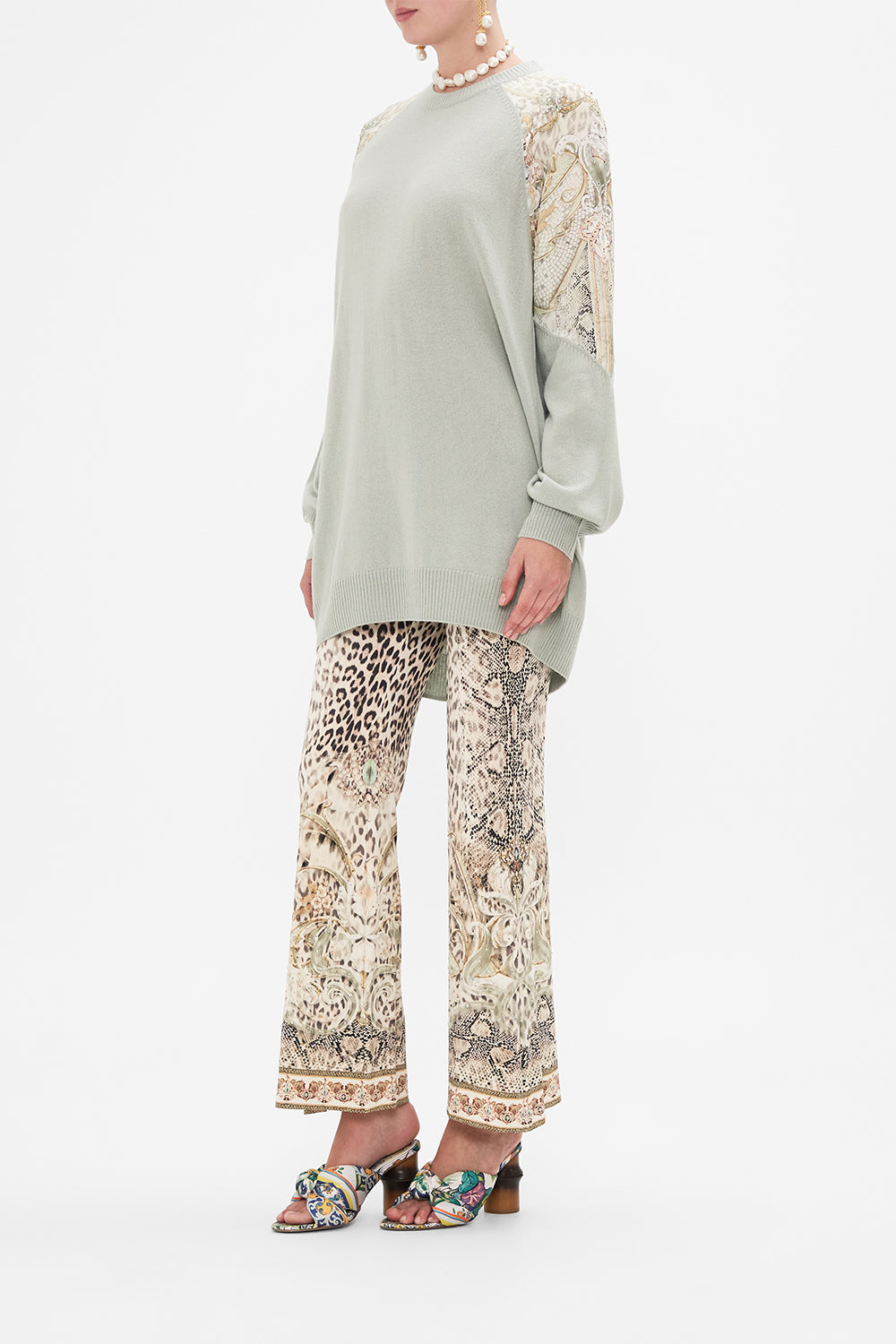 CAMILLA wool cashmere knit in Looking Glass Houses print