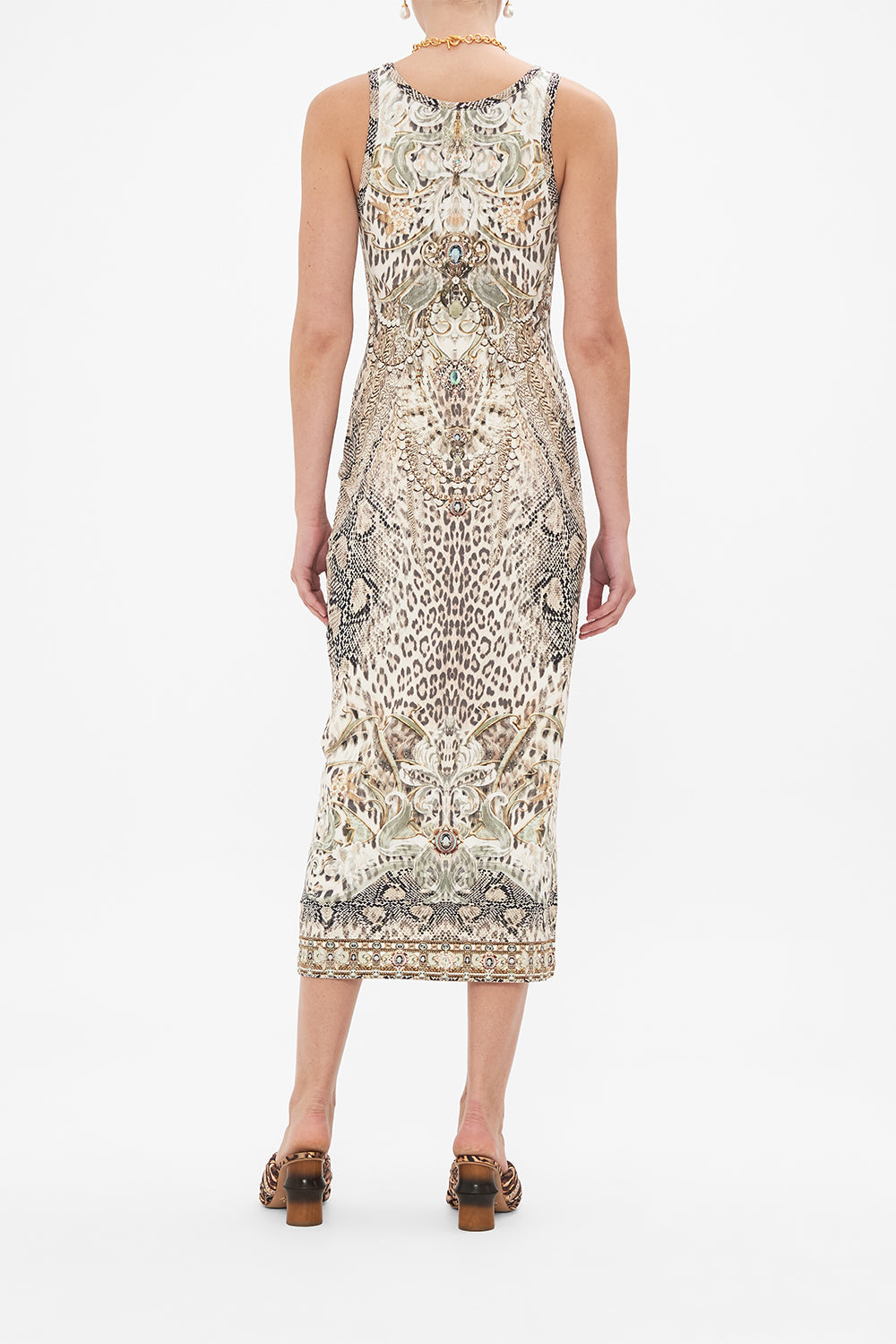 CAMILLA jersey dress in Looking Glass Houses print
