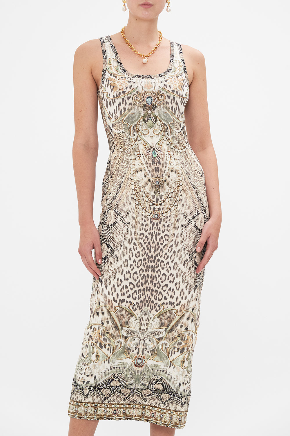 CAMILLA jersey dress in Looking Glass Houses print