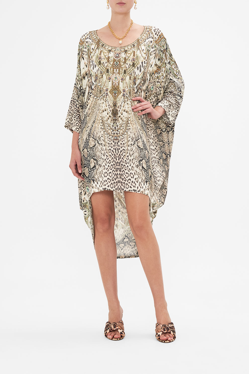 CAMILLA jersey dress in Looking Glass Houses print