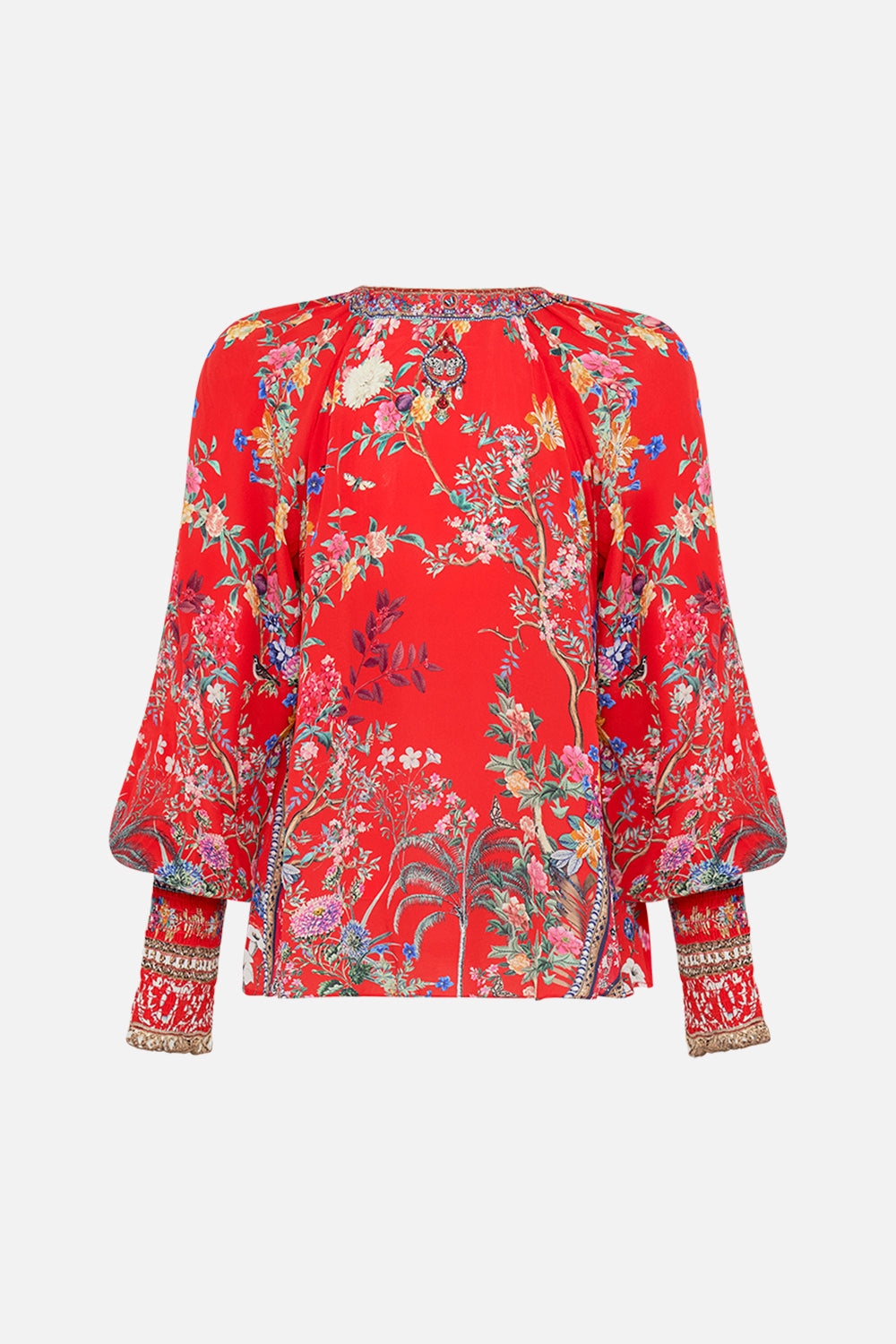 CAMILLA floral print silk blouse in The Summer Palace print
