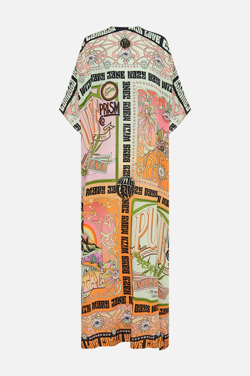 CAMILLA silk kaftan in Lets Chase Rainbows print