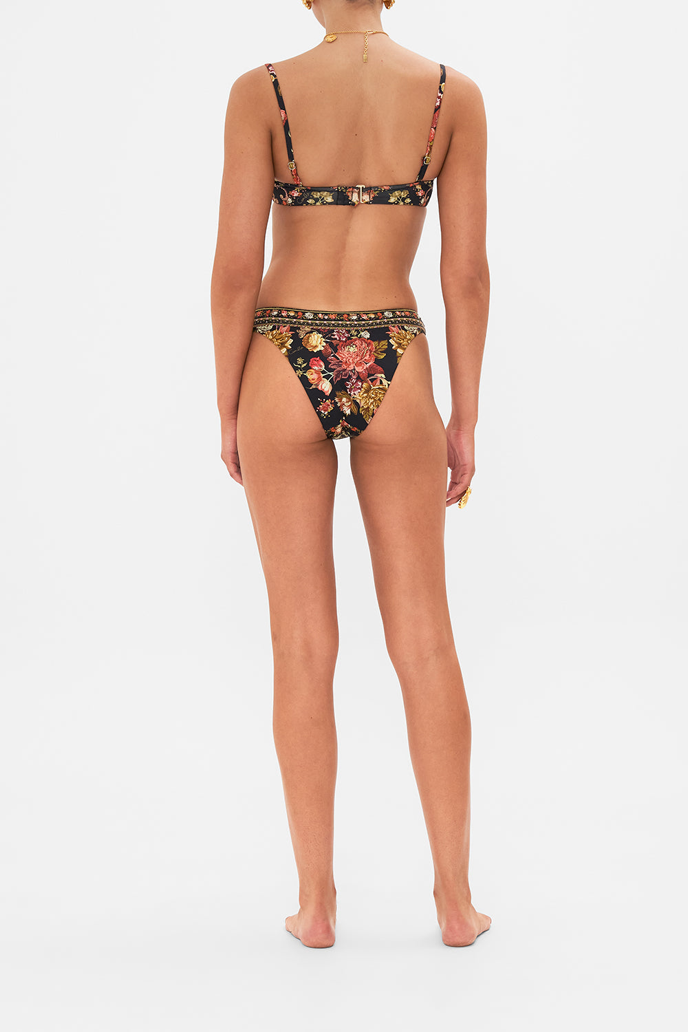 CAMILLA floral ruched underwire bra with removable straps in Stitched in Time print.