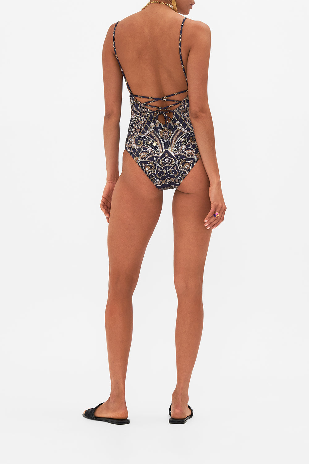 CAMILLA black tie back v-neck one piece in Dance with the Duke