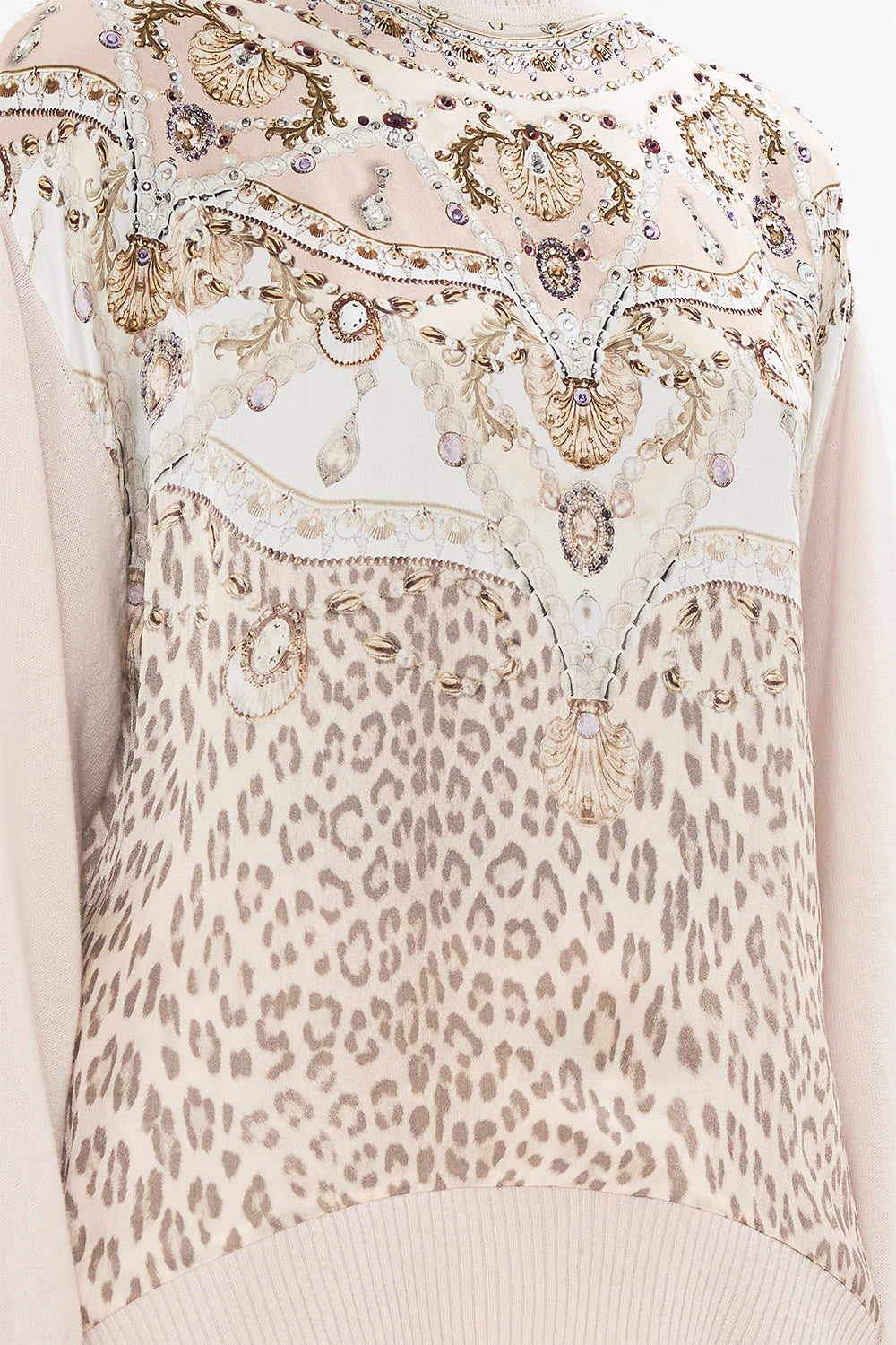 CAMILLA silk turtleneck in Grotto Goddess print