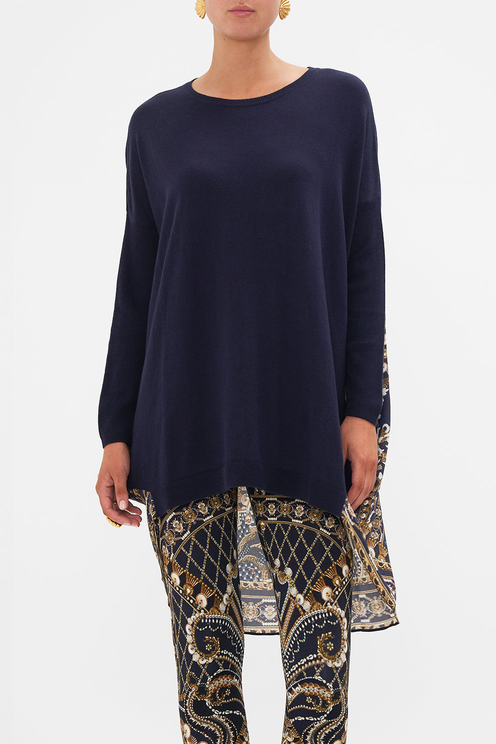 CAMILLA black/gold long sleeve jumper with print back in Dance With The Duke print.