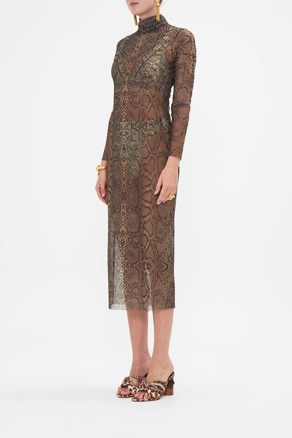 CAMILLA mesh dress in Nouveau Noir print