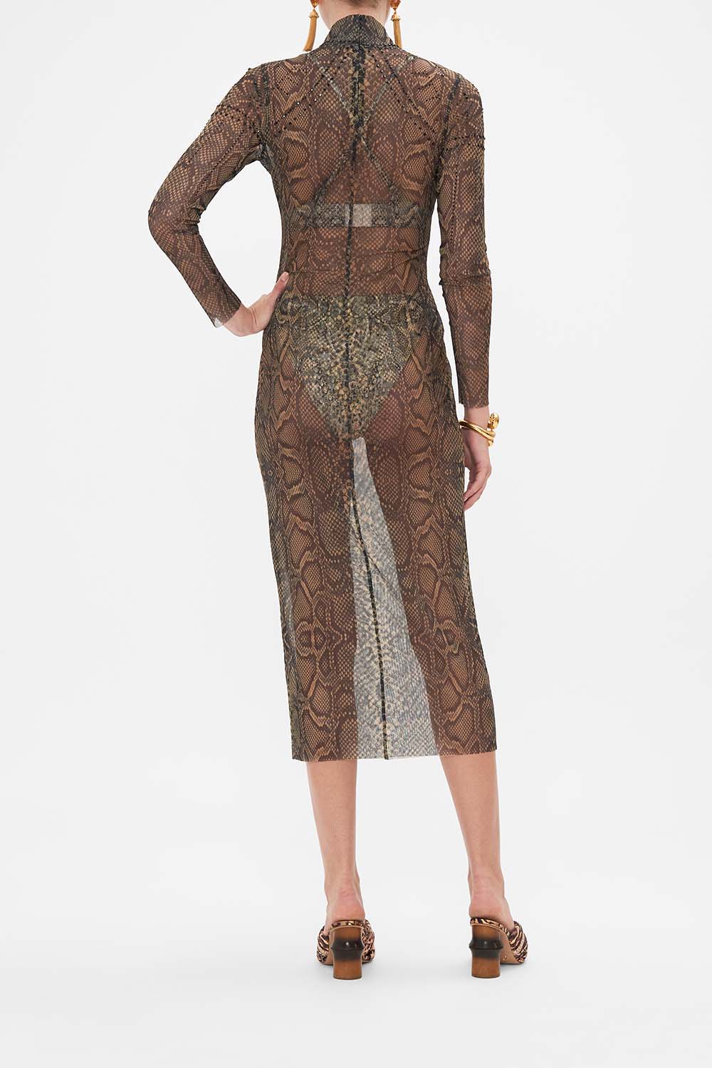 CAMILLA mesh dress in Nouveau Noir print