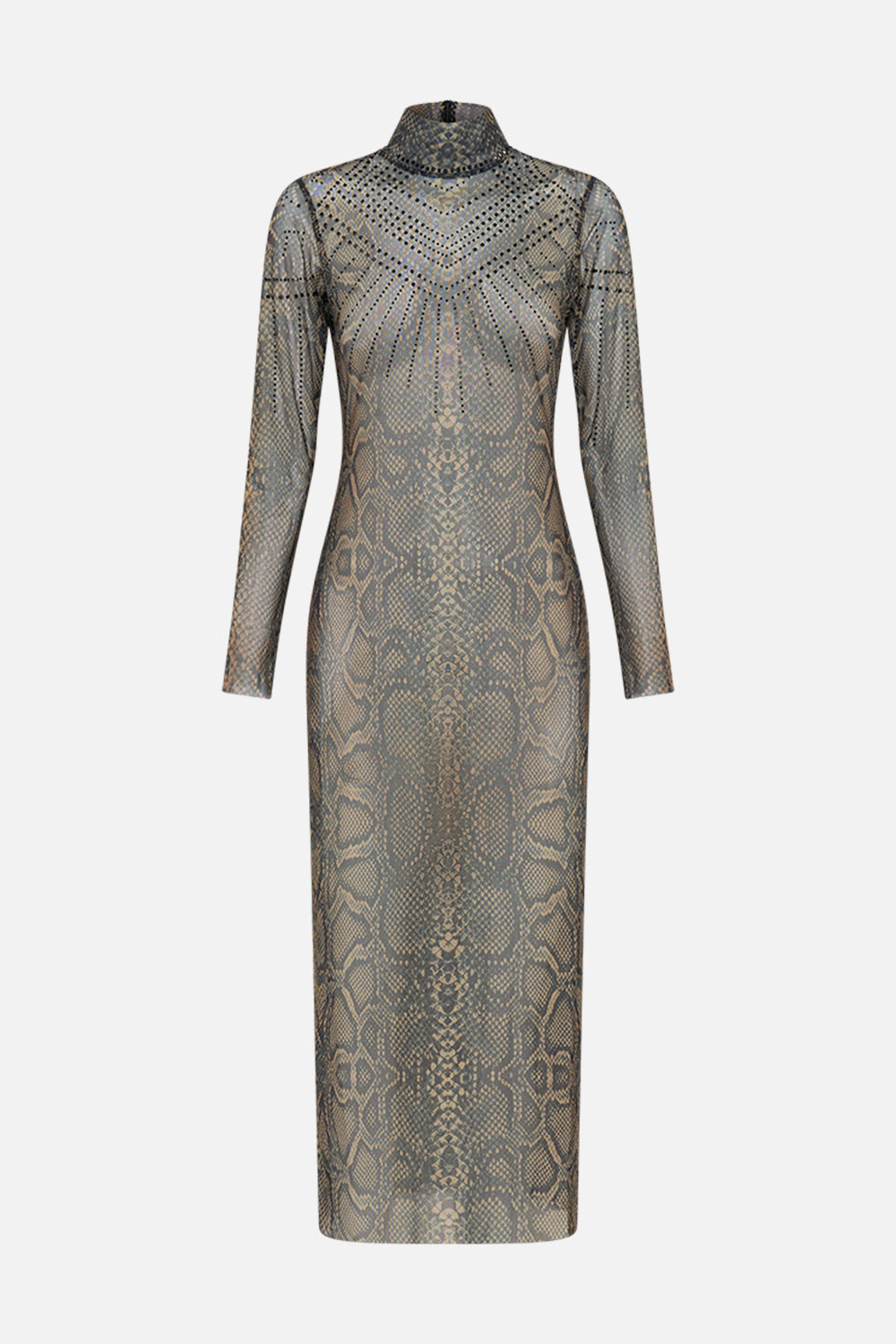 CAMILLA mesh dress in Nouveau Noir print