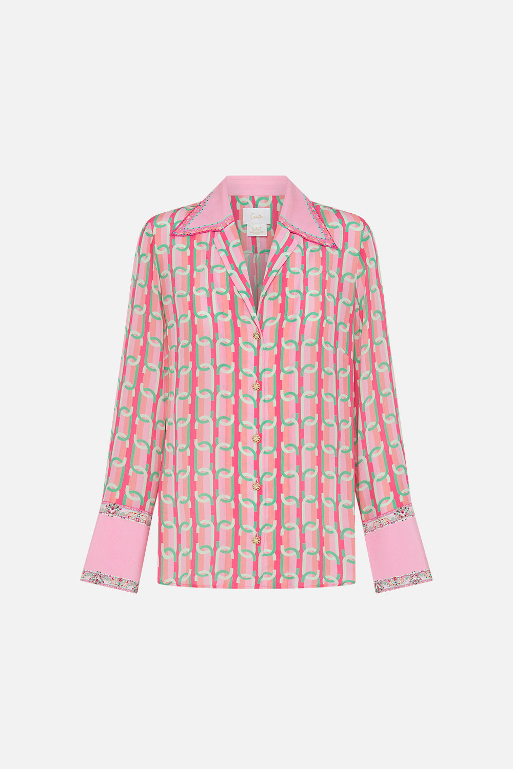 CAMILLA silk pyjama shirt in Tea With Tuchinski print