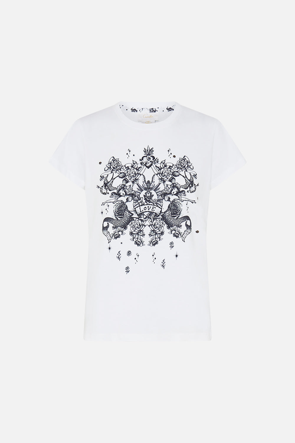 SLIM FIT ROUND NECK T-SHIRT - WHITE TALES OF TATTOO