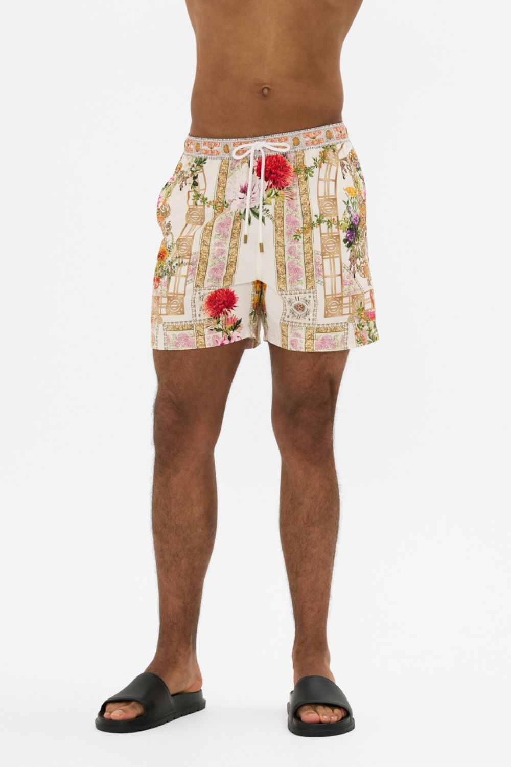 CAMILLA Mid length boardshort in Egyptian rose print.