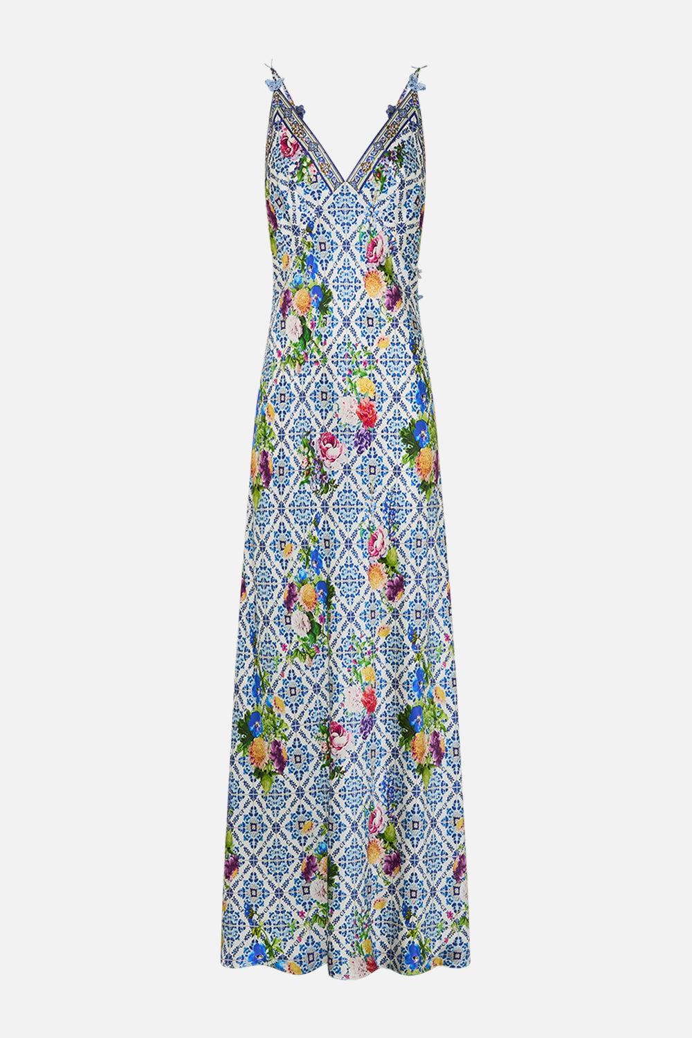 V NECK FULL LENGTH BIAS SLIP DRESS WALL TO WALL WONDERS