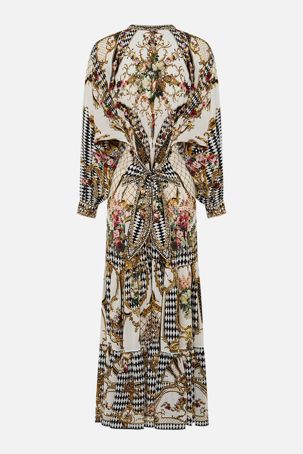 TIERED SHIRTDRESS WITH WIDE WAIST TIE ROCOCO GLOW