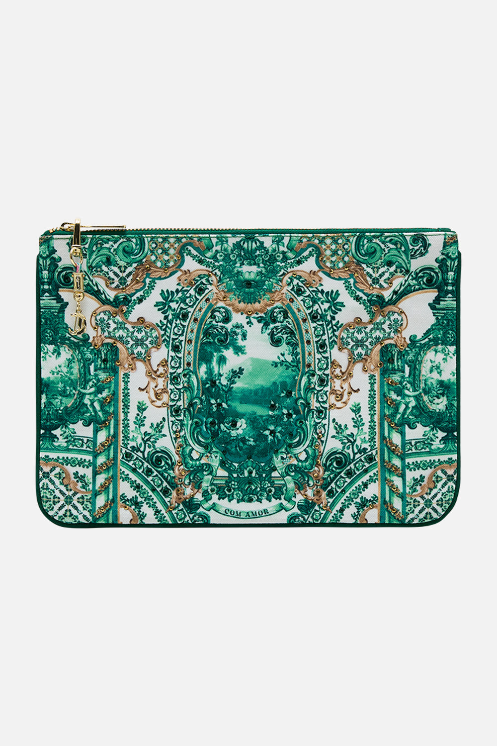 CAMILLA Small Canvas Clutch in Corridor Of Calm print