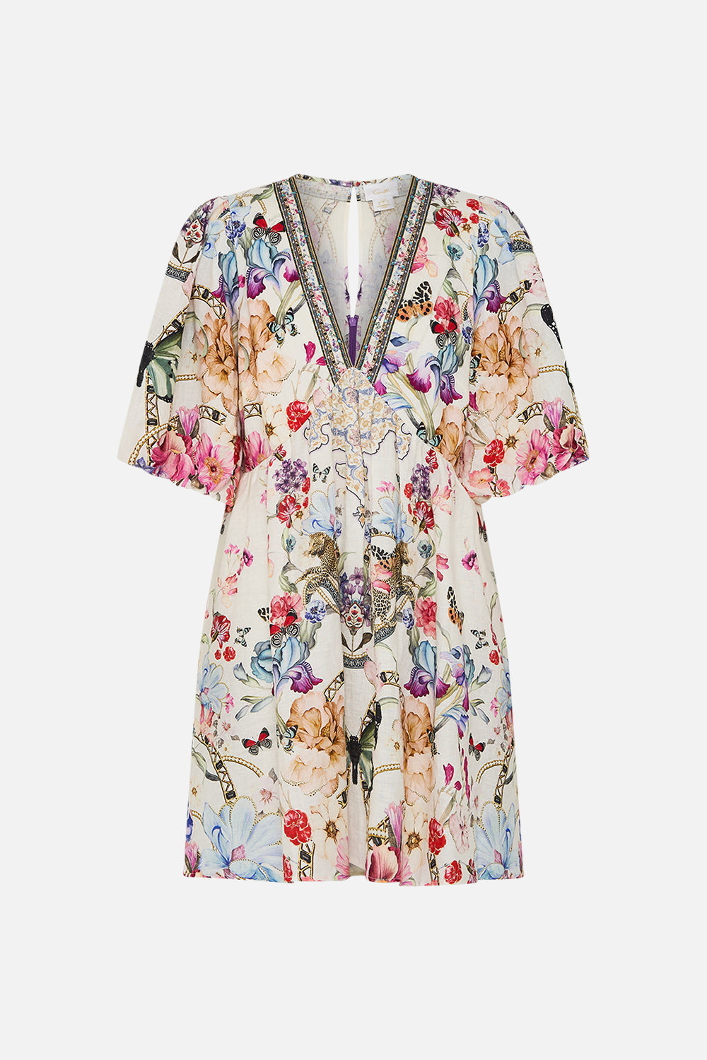 V NECK PUFF SLEEVE SHORT DRESS MONSERRATE MAGIC