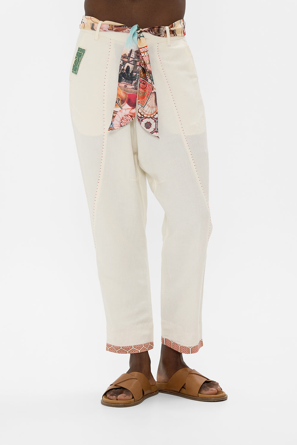 RELAXED PANELLED PANT WITH SILK BELT NOTES FROM THE ROAD