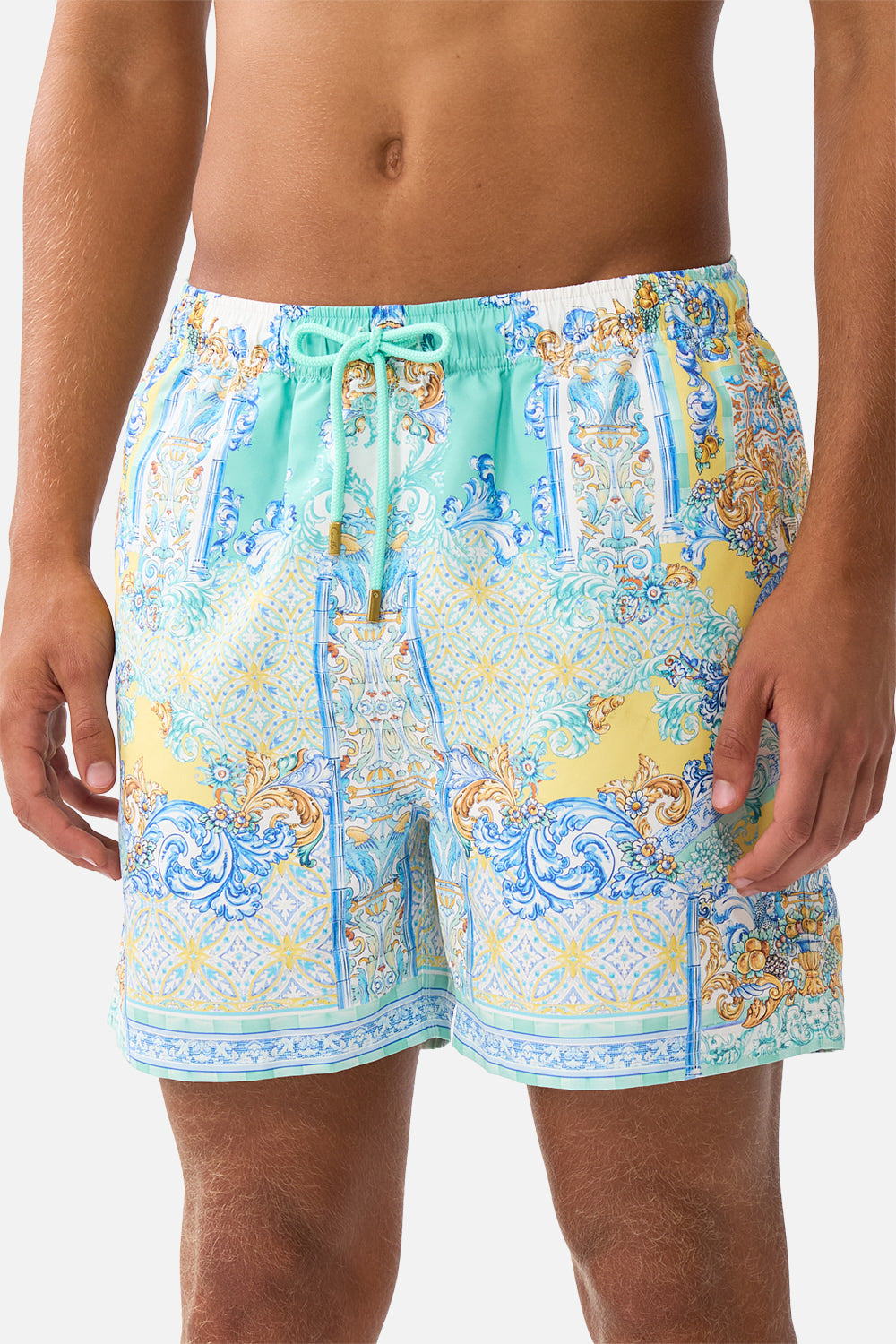 MID LENGTH BOARDSHORT WITH ELASTIC WAIST DIAL UP THE TILES