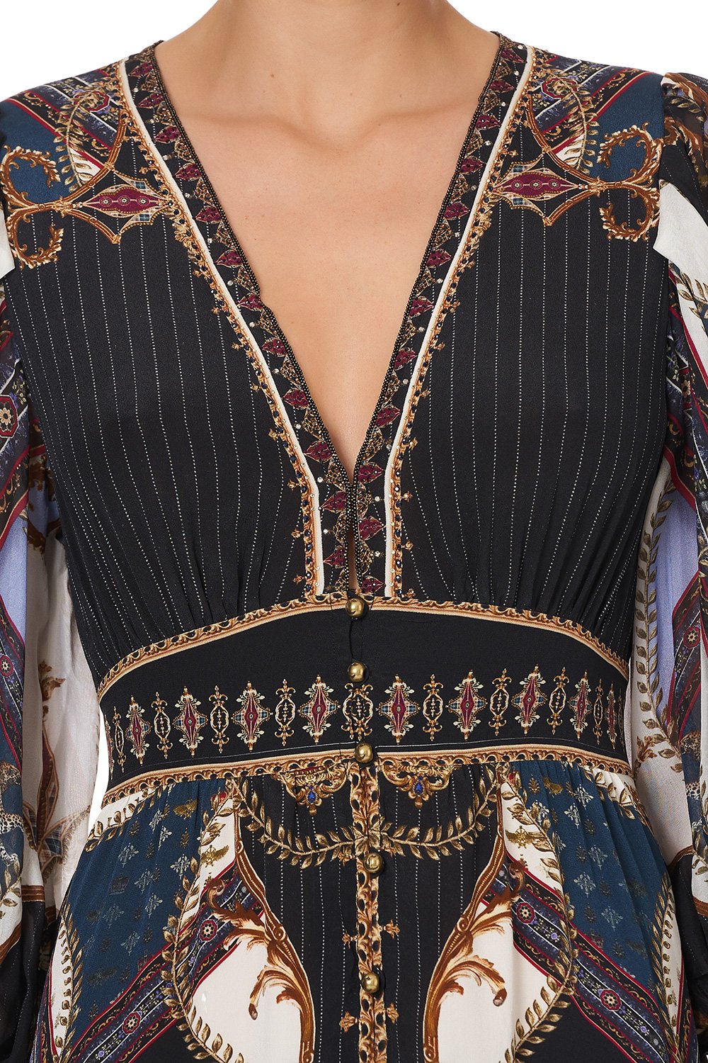 BUTTON FRONT FRILL DRESS DINING HALL DARLING