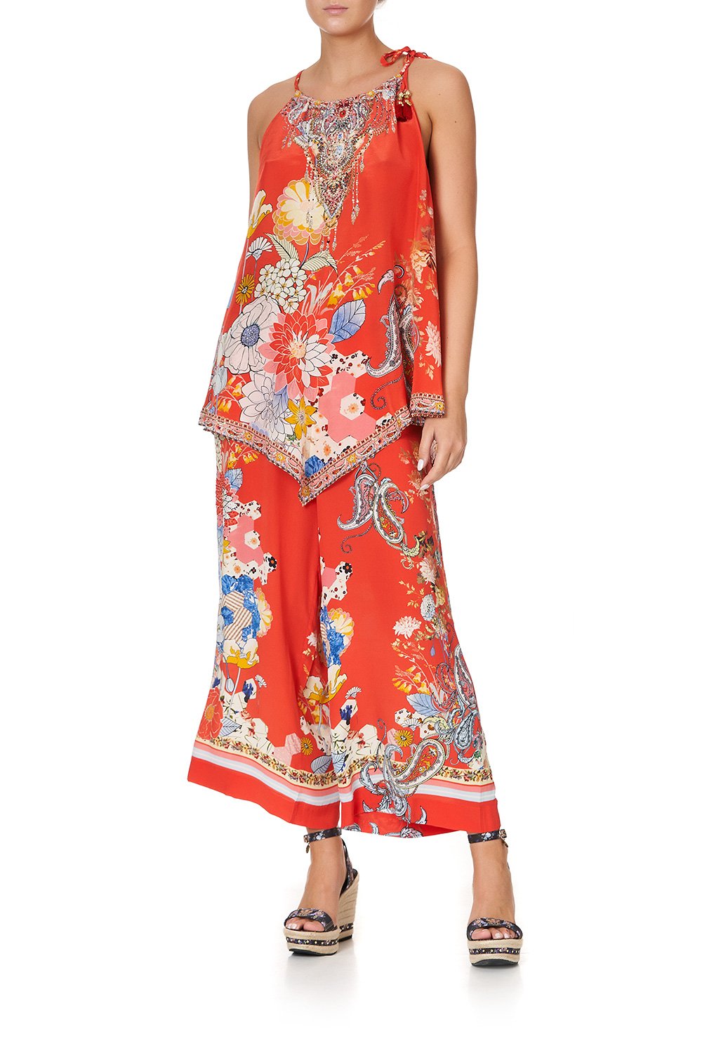 HANDKERCHIEF HEM TANK PAISLEY IN PATCHES