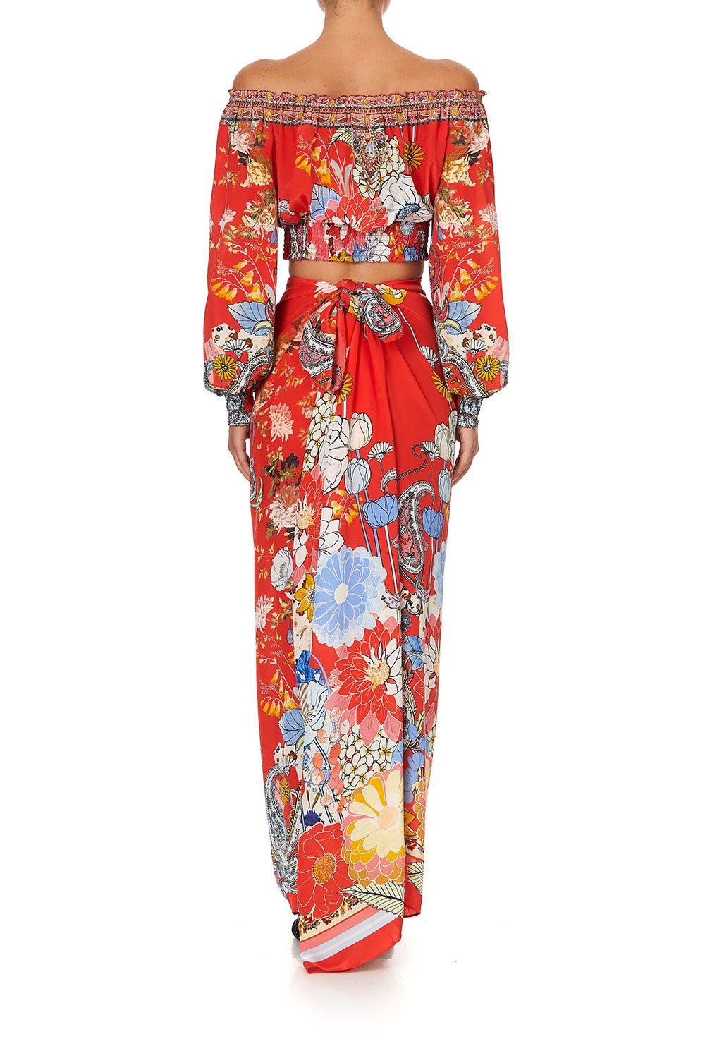 SHIRRED WAIST TOP PAISLEY IN PATCHES