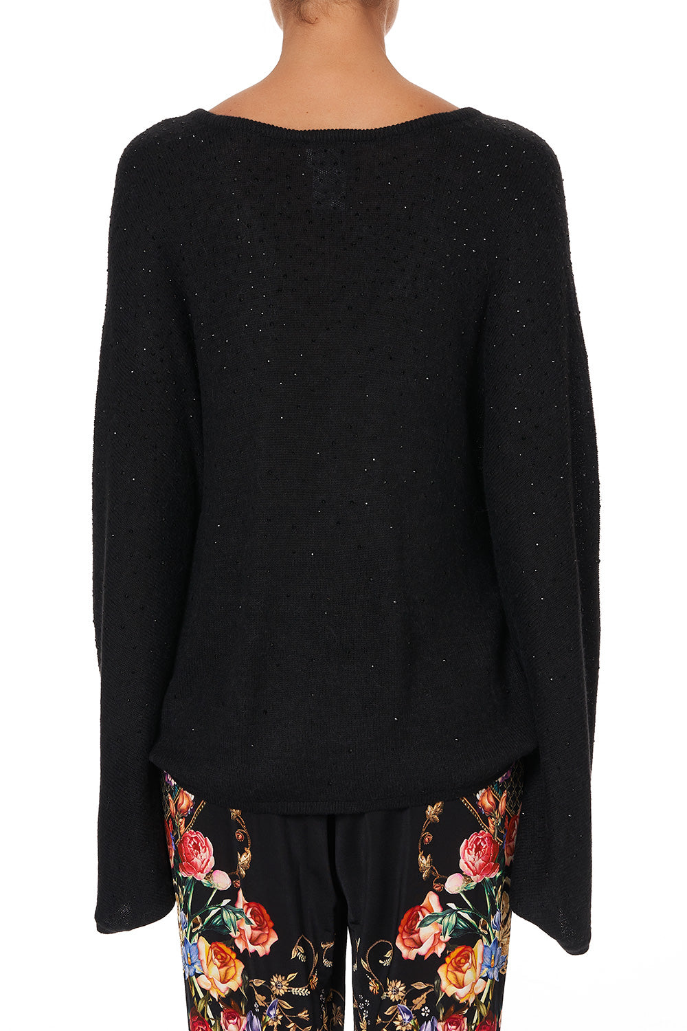 KNIT V NECK JUMPER WITH DOLMAN SLEEVE BLUSHING MANOR