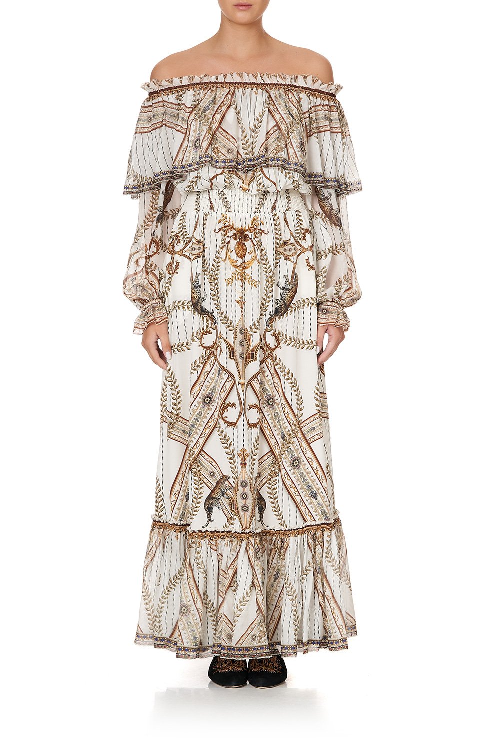 RUFFLE HEM LONG DRESS MIND YOUR MANOR