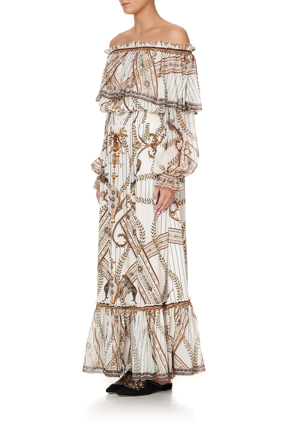 RUFFLE HEM LONG DRESS MIND YOUR MANOR