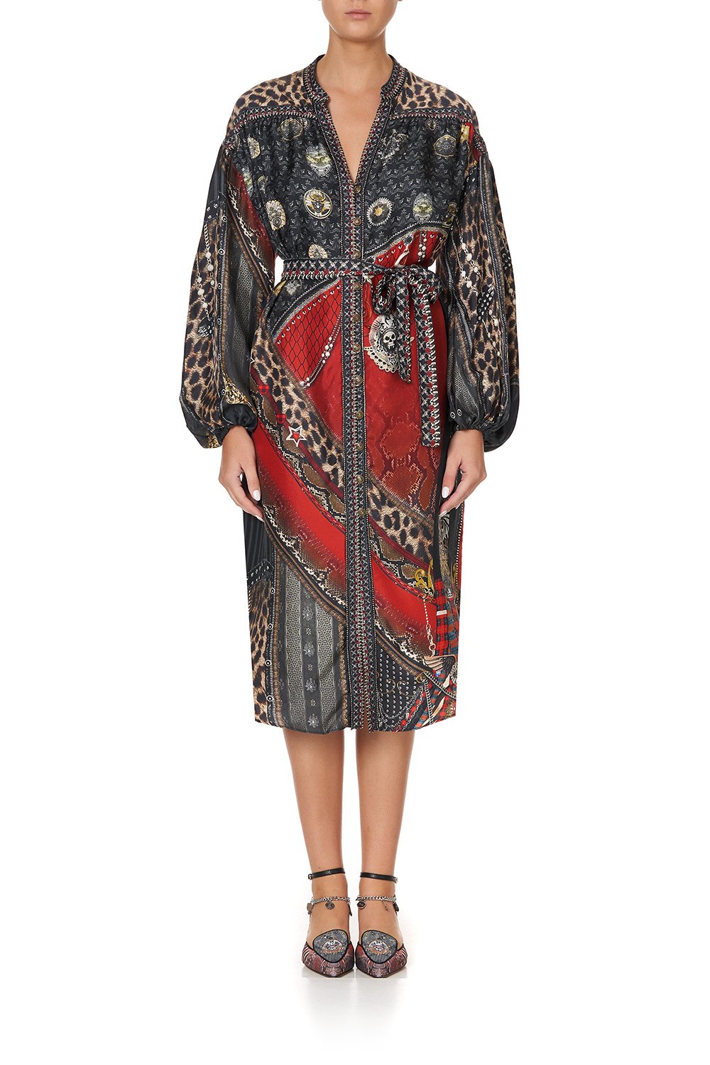 BLOUSON SLEEVE MIDI DRESS LONDON CALLING