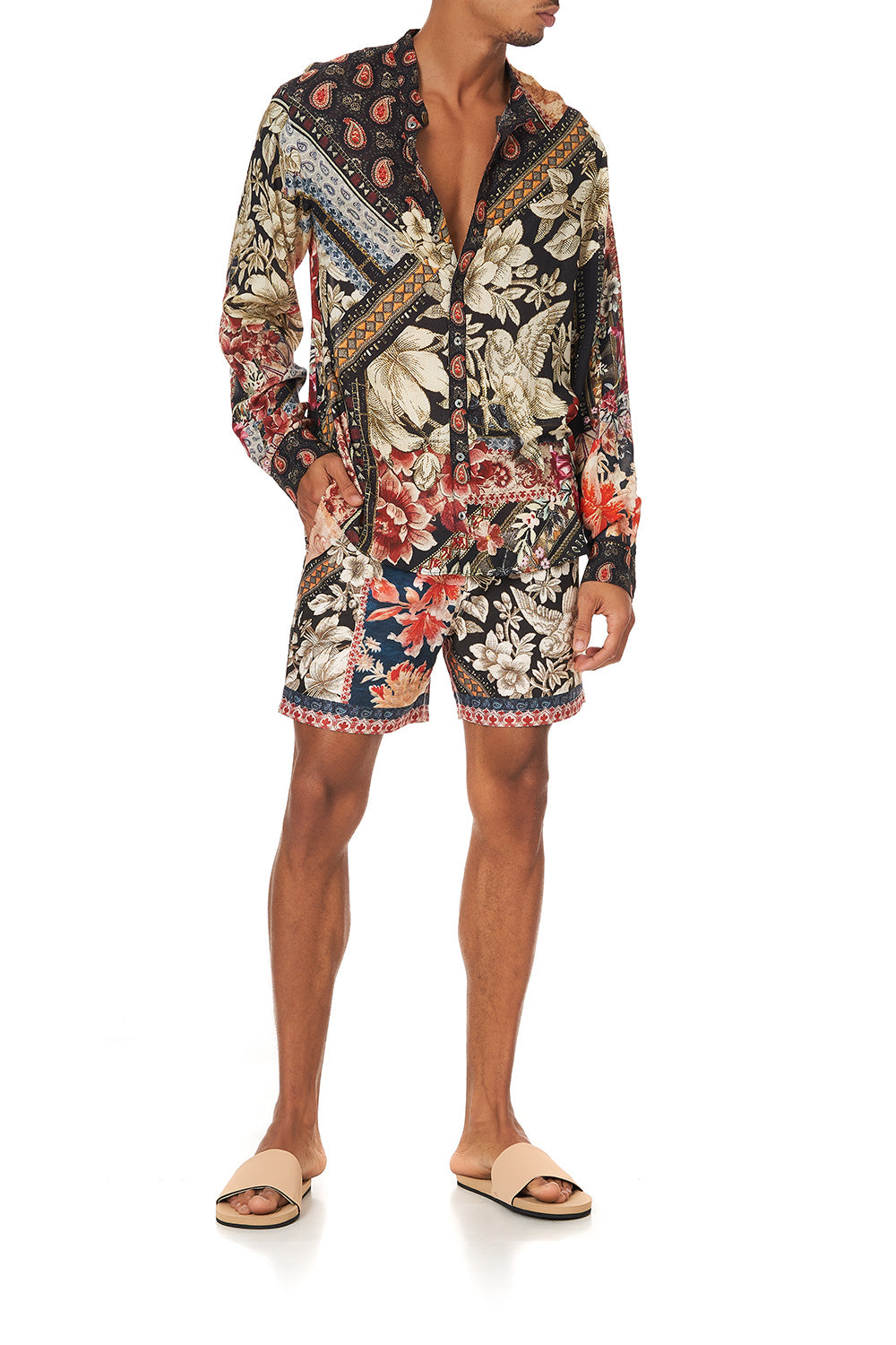 LONG SLEEVE MANDARIN COLLAR SHIRT MEADOW HE WROTE