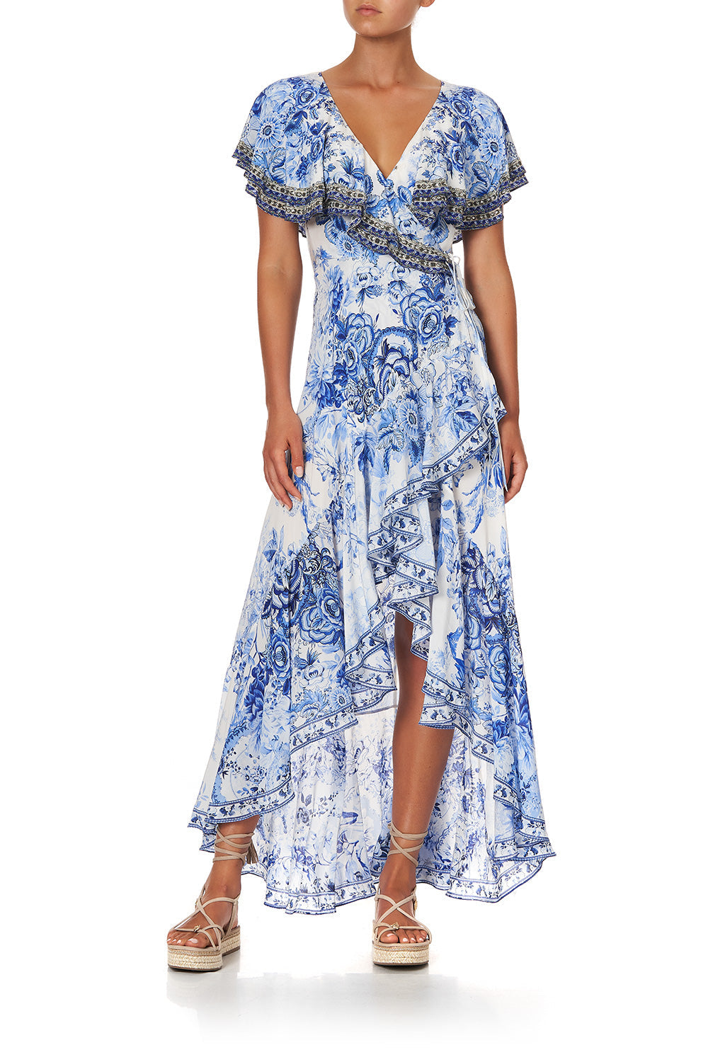 FRILL SLEEVE LONG DRESS HIGH TEA
