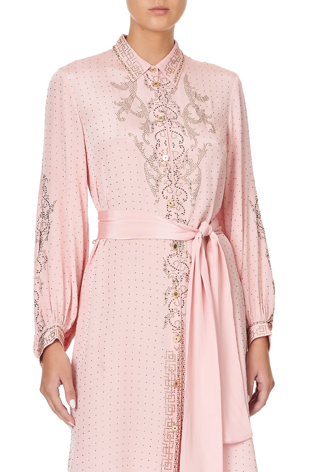 HIGH LOW MIDI SHIRT DRESS LUXE PINK