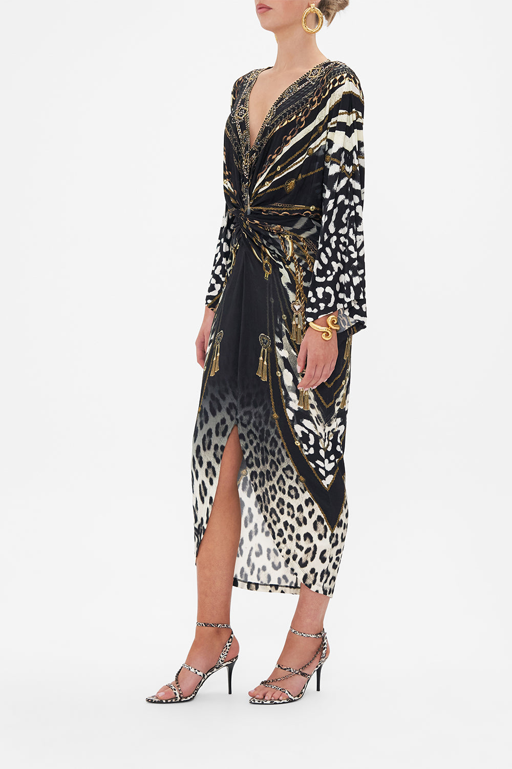 LONG SPLIT FRONT TWIST DRESS UNTAMED ROYALTY