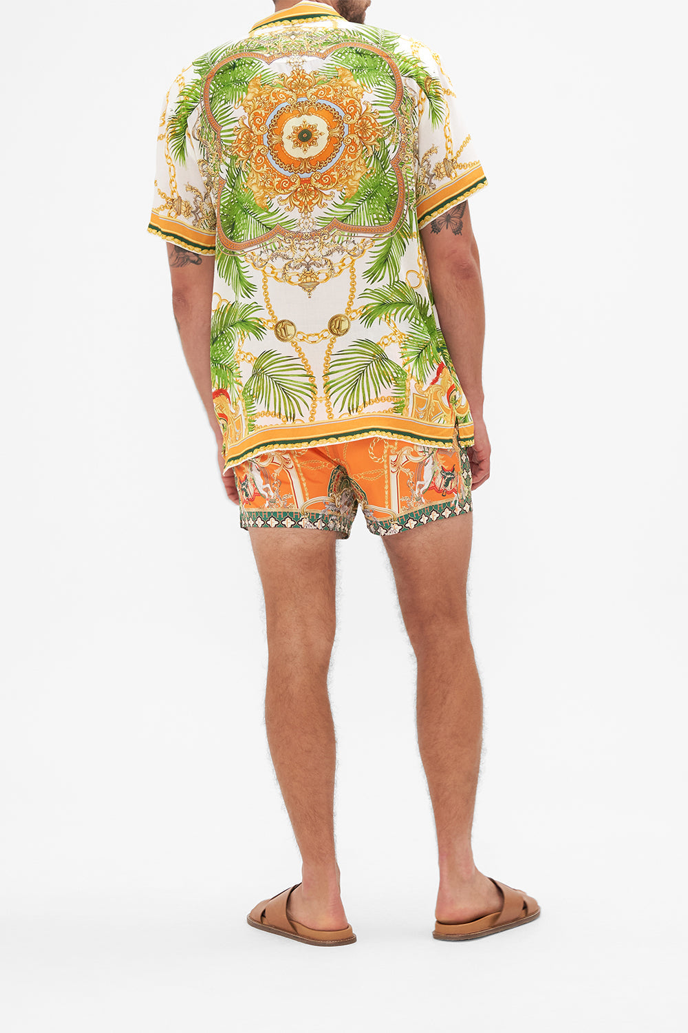 Product view of Hotel Franks by CAMILLA mens white short sleeve shirt in My Sweet Devotion print