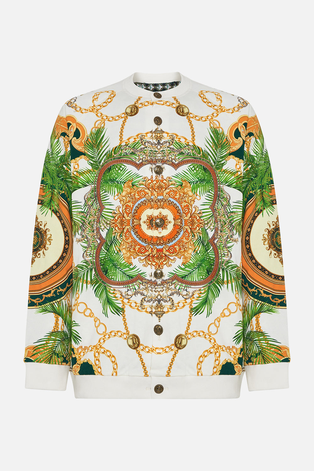 Back product view of Hotel Franks by CAMILLA mens oversized hoodie in white My Sweet Devotion print