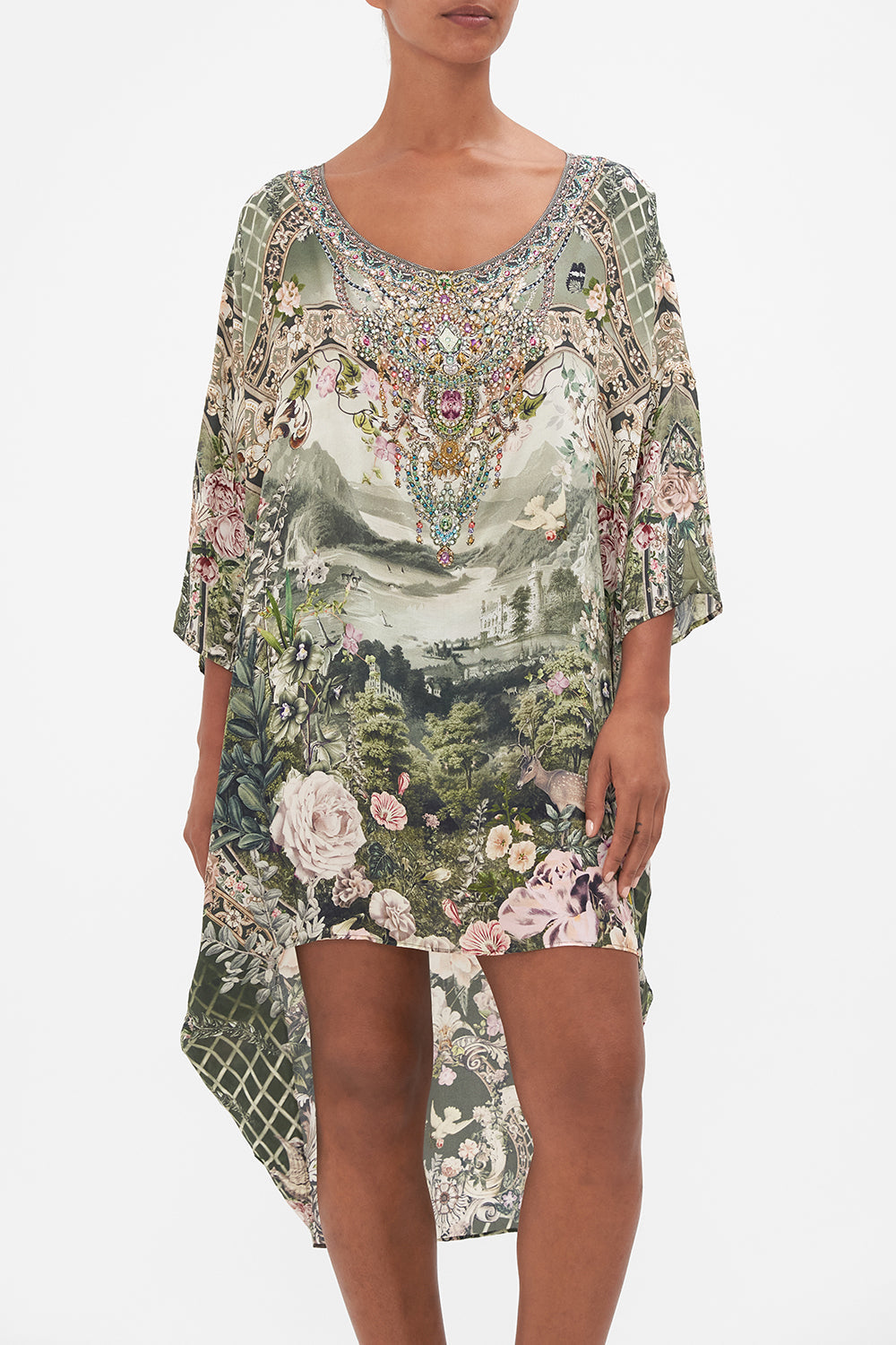 SCOOP BACK HEM DRESS GARDEN OF GOOD FORTUNE