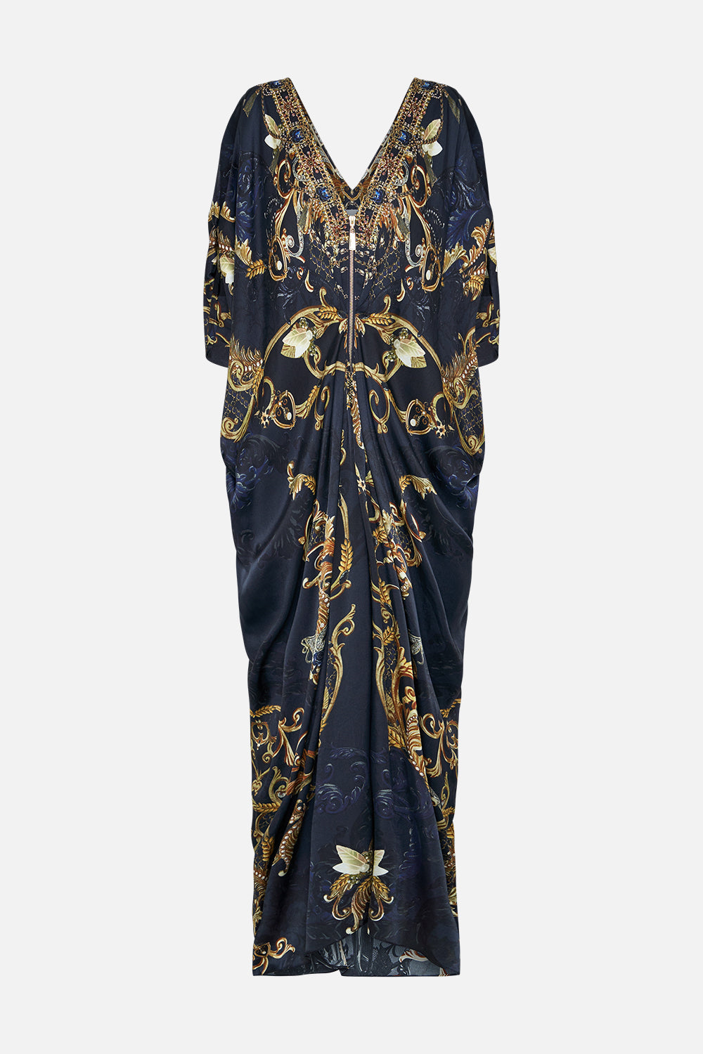Product view of CAMILLA silk maxi dress in Moonlight Melodies print