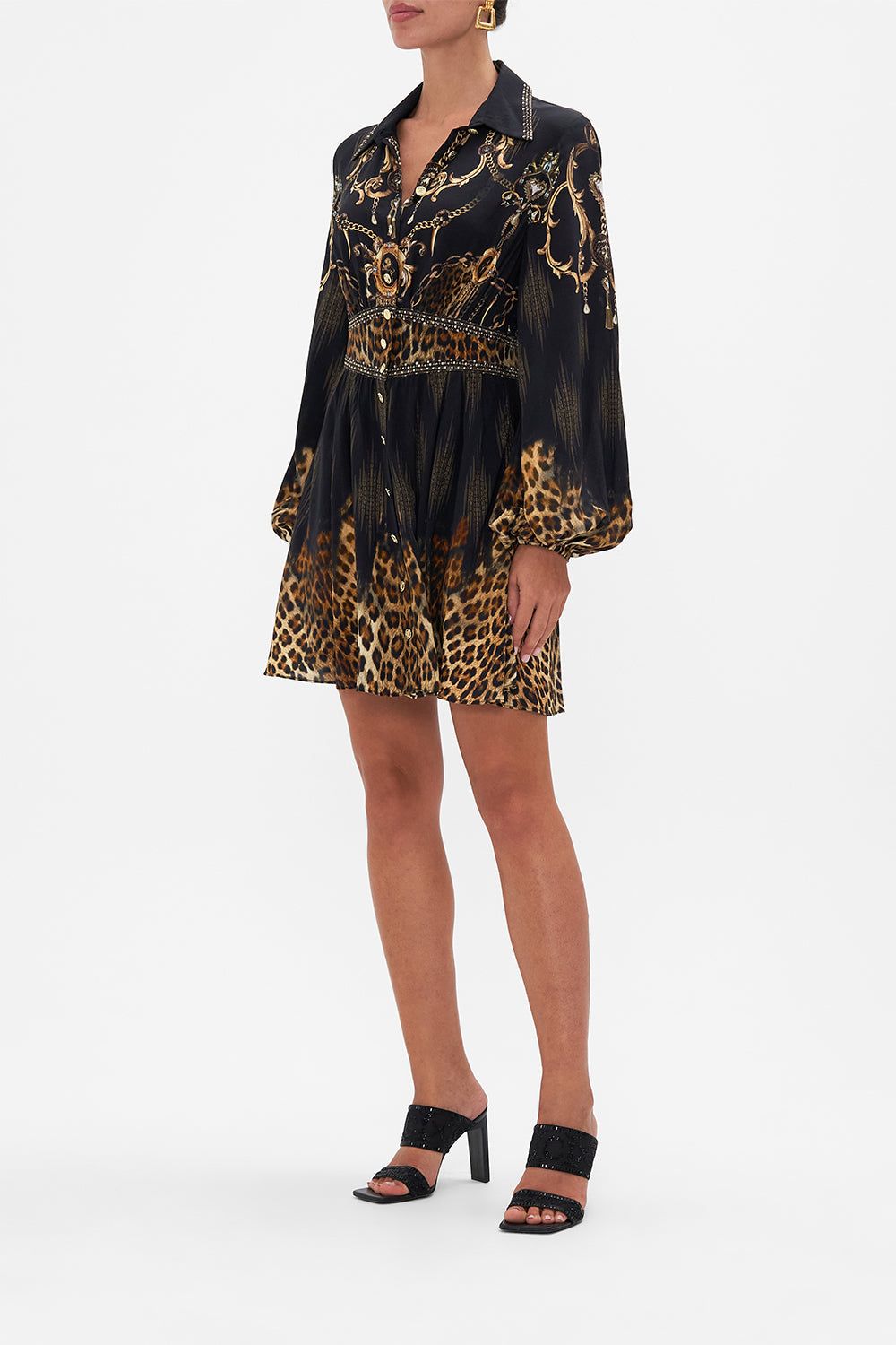 COLLARED SHAPED WAISTBAND DRESS JUNGLE DREAMING