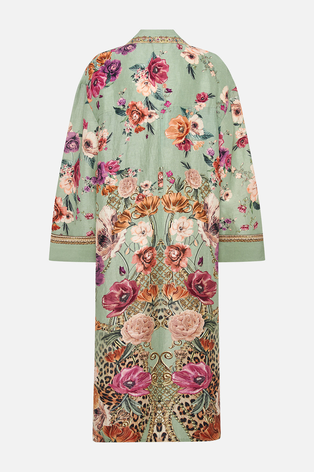 Back product view of CAMILLA silk linen floral jakcet in Grow and Glow print