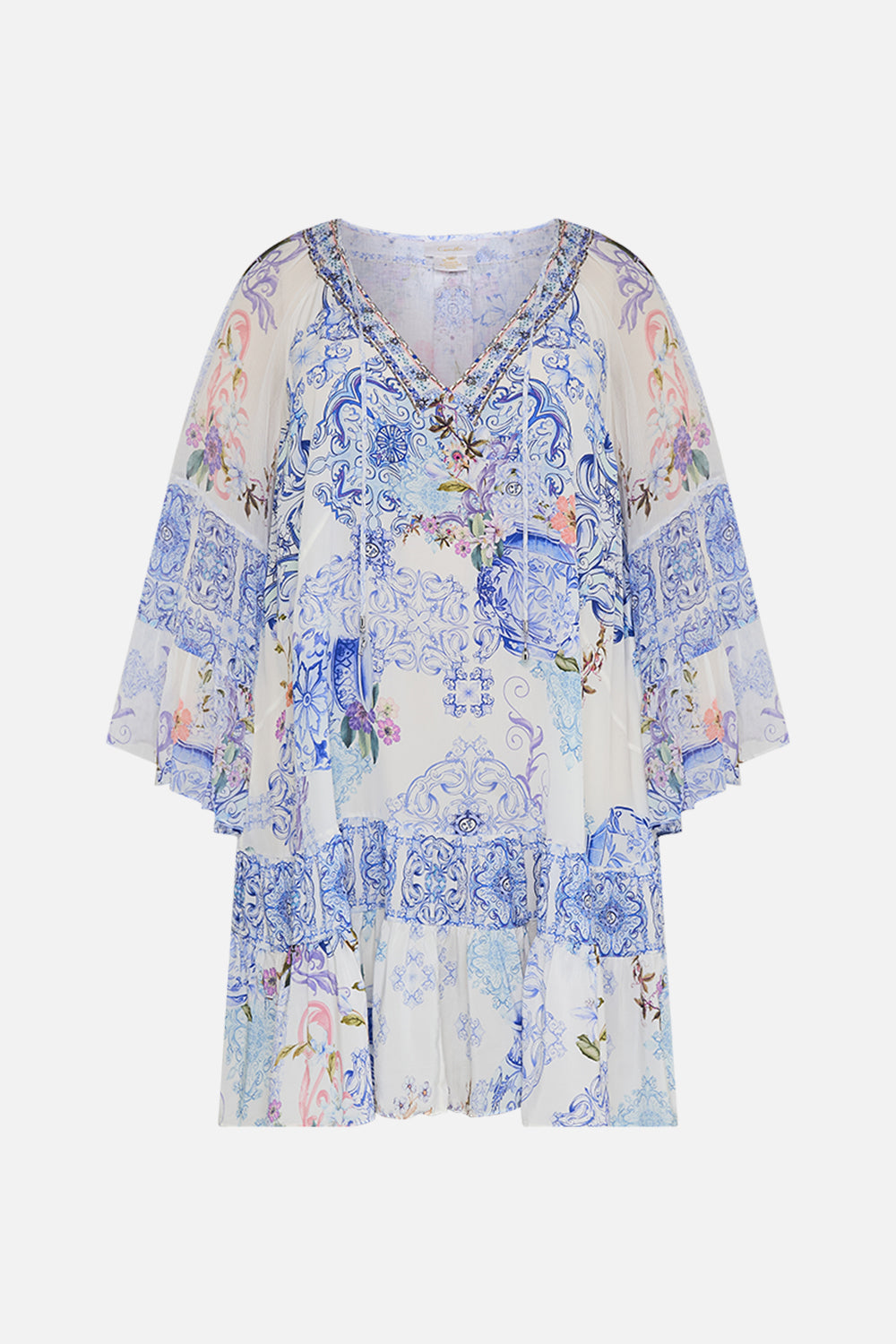 A-LINE GATHERED PANEL DRESS PAINT ME POSITANO