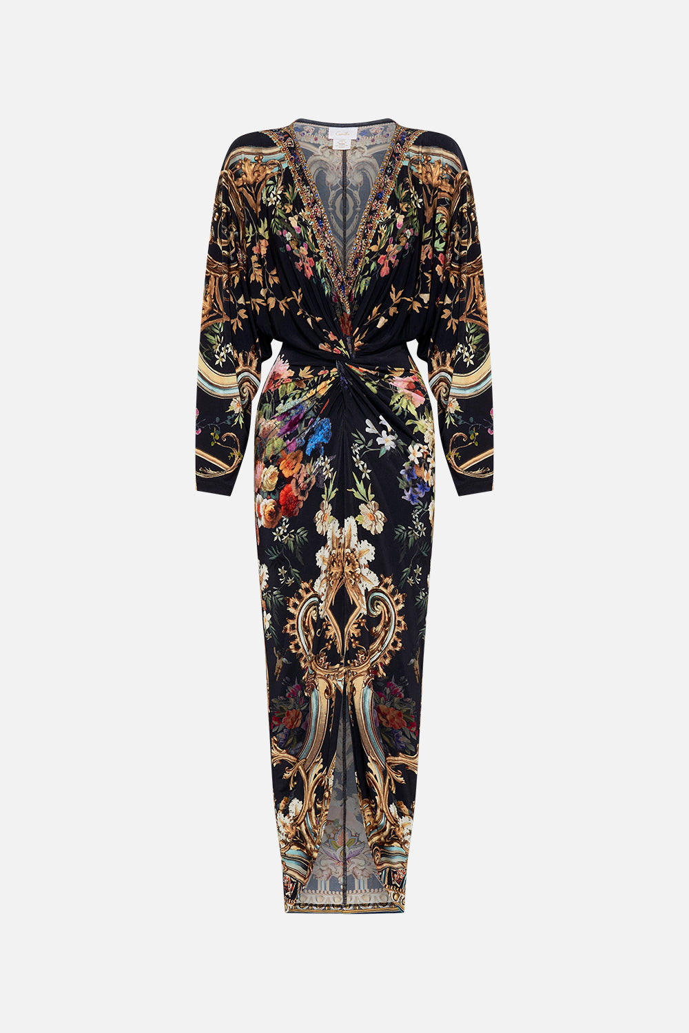 LONG SPLIT FRONT TWIST DRESS PLAY YOUR CARDS RIGHT