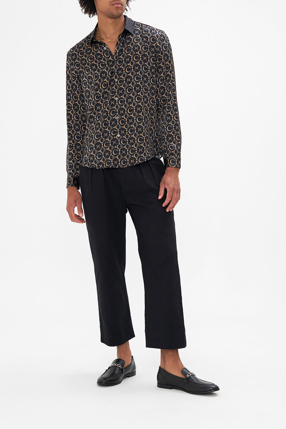 Front view of HOTEL FRANKS BY CAMILLA mens silk floral shirt A Night At The Opera print